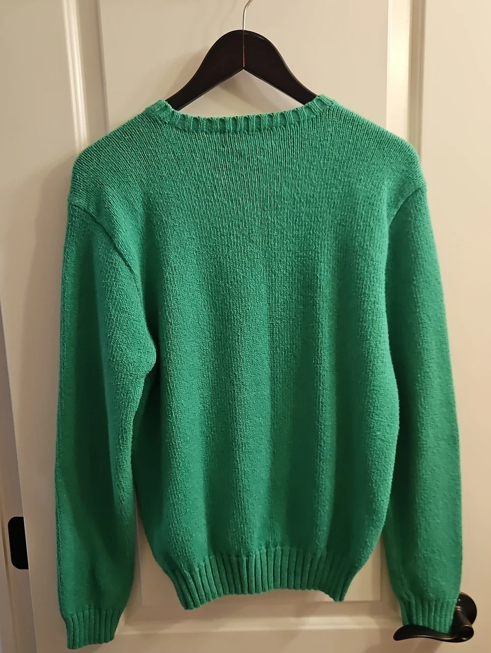 Vintage 80s 90s Polo Ralph Lauren Apple Green Cotton Crewneck, L navy Pony